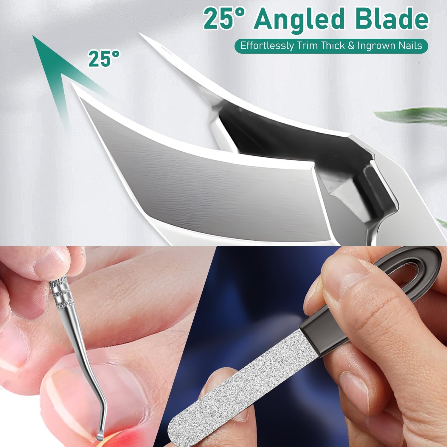 Ingrown Toenail Clipper – Sharp Wide-Opening Nail Trimmer for Thick & Hard Nails, Green