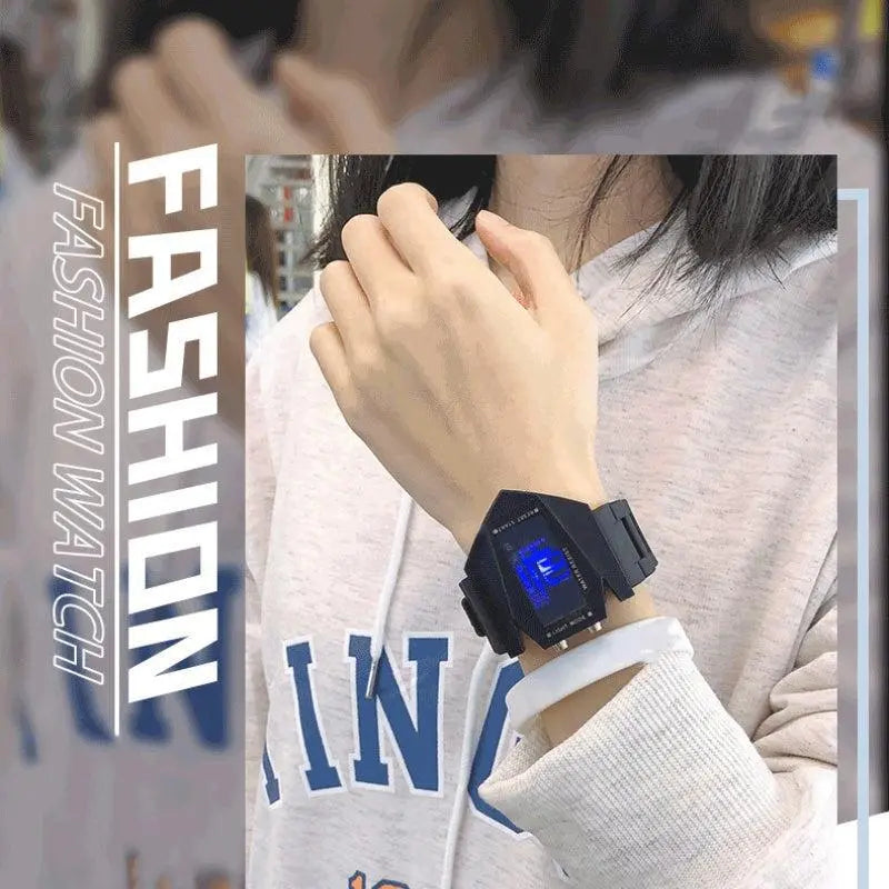 Reloj de Pulsera Deportivo Digital de 45 mm – Diseño con Forma de Avión, LED Brillantes, Correas Ajustables, Regalo Brillante para Hombres