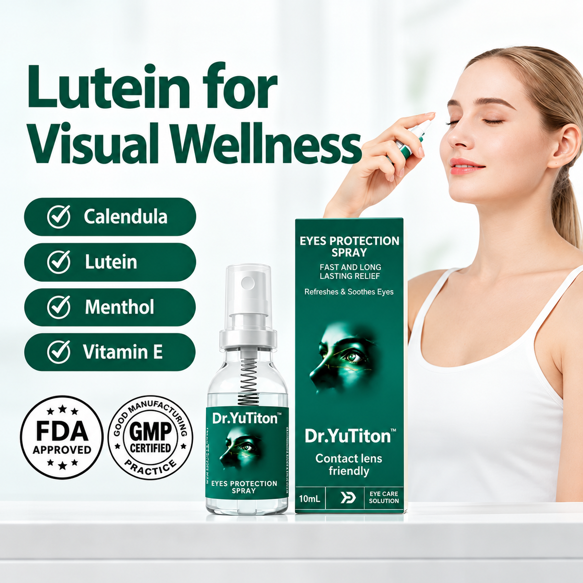 Lutein Eye Spray – Hidrata los ojos cansados con un alivio rápido y suave. 10ml