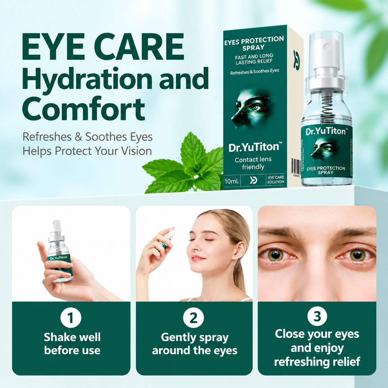 Lutein Eye Spray – Hydrates tired eyes with fast, gentle relief. 10ml.